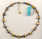 Gold Foil Gemmato Klimt 12mm Round Bead Necklace